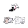 Broche de Gato de Dibujos Animados Español Gato Negro Durmiendo Gato Atigrado Enojado Gato Blanco Lema Español Insignia Decorativa Linda de Metal