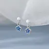 Aretes de Botón Flor Azul Perla Moda para Mujer Lujo Ligero Sentido de Diseño de Nicho Estilo Ins Elegantes Dulces Aretes