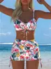 2027 Comercio Exterior Transfronterizo Europa y América Bikini de Dos Piezas con Tirantes Estampado Multiestilo Sexy para Mujer Traje de Baño de Verano