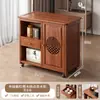 Mesa de Chá Móvel, Pequeno Gabinete Lateral de Mesa de Chá, Armário de Chá Doméstico para Sala de Estar, Mesa de Chá de Madeira Maciça, Com Aquecimento de Água Integrado e Preparo de Chá, Carrinho de Chá com Rodas