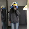 Moletom feminino solto e casual 2026, blusa fina com capuz para primavera e outono, novo estilo popular, jaqueta com zíper, inspirada em dopamina