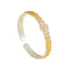 Plata Pura 9999 Esmalte Pintado en Oro Diseño Floral Nuevo Estilo Chino Pulsera Abierta de Plata Regalo para Novia
