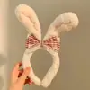 Diadema de Felpa con Orejas de Conejo y Lazo, Diadema de Encaje para Lavado de Cara, Pinza para el Cabello Infantil, Nuevo Tocado 2025