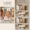 Gabinete de baño de madera maciza con veta de nogal estilo medioantiguo combinación espejo feng shui espejo inteligente con gabinete lámpara de inducción gabinete principal JMT051