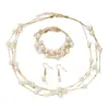 Colar de Pérolas em Camadas, Brincos e Pulseira Conjunto de Joias para Venda Quente Transfronteiriça, Temporada de Casamentos, Joias de Noiva, Joias para Mulheres