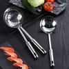 Juego de Utensilios de Cocina de Acero Inoxidable Olla Doméstica Pala Pala para Freír Tenedor para Carne Cuchara para Fideos Cuchara Cuchara para Sopa Utensilios de Cocina Profundizados Alargados