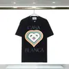Camiseta Unissex de Manga Curta Verão Casa Masculina Transfronteiriça Casablanca Azul Quadrado Gradiente Estampa de Logo com Letras