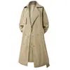 Roupas Masculinas Enbu Transfronteiriça Outono Novo Corte Solto Juventude Tendência Moda Longo Trench Coat de Botão Duplo Atacado