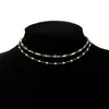 2019 Nuevo collar de perlas lisas multicapa de moda europea y americana, gargantilla de metal, collar de personalidad exagerada