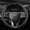 Adecuado para funda de volante Dongfeng Honda CRV, modelos 07-24, cuero genuino, universal para todas las estaciones, funda de gamuza de fibra de carbono