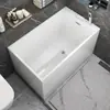 Bañera Pequeña para Apartamento Acrílico Red Social Japonesa Bañera Pequeña con Herrajes Remojo Profundo Sentado Bañera Acrílica