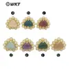 MPE122 moda nicho diseño en forma de corazón gema colorida pequeño colgante pendientes de botón esencial para citas de chicas