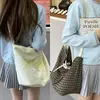 Bolso Grande de Color Sólido con Estampado de Letras para Viaje Ligero Gran Capacidad Doble Capa de Alta Textura Bolso Tote Bolso Cruzado Simple Versátil