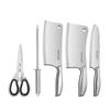 Juego de cortador de acero inoxidable para cocina, hogar, totalmente de acero, para cortar carne, cuchillo de cocina, cuchillo para hueso, tijeras, portacuchillos, juego de regalo, cuchillo al por mayor