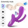 Vibrador Succión y Vibración 3 en 1 con Sonda Anal - 10 Modos de Vibración + 10 Modos de Succión, Resistente al Agua IPX6 Carga Magnética Masajeador Íntimo de Silicona para Mujeres