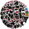 50 Pegatinas de Graffiti de Gato Negro Navideño de Dibujos Animados Decorar Guitarra Cuaderno Equipaje DIY Impermeable Venta al por Mayor Transfronteriza