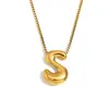 Moda Europeia e Americana Simples Nicho Personalidade Hip Hop Explosões Colar Aço Inoxidável Banhado a Ouro 18K Colar com Letras Bolha para Mulheres