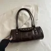 Bolso Cilíndrico de Mano Estilo Coreano en Cuero Aceitado y Encerado para Mujer 2026 Nuevo Bolso Almohada Simple y de Moda Bolso de Hombro para Viajes