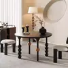 Mesa Redonda de Comedor y Sillas Estilo Francés Vintage de Madera Maciza, Mesa Redonda de Diseñador Creativo, Estilo de Mediados de Siglo para Apartamentos Pequeños, Mesa de Comedor de Madera Natural