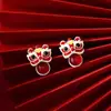 [Alegres y Festivos] Pendientes de León Rojo Pequeño para Año Nuevo, Exquisitos y Festivos, Estilo Chino Nuevo Personalizado, Pendientes con Borlas de Tendencia Nacional