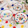 Vajilla Desechable, Servilletas de Papel, Vasos de Papel, Globos de Colores, Manteles, Fiesta Camping, Decoraciones de Cumpleaños, Platos de Cena en Stock