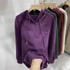 Sudadera de terciopelo de doble cara con capucha, botones, terciopelo alemán, nueva de otoño e invierno 2024, holgada, cálida