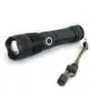 Lanterna forte P50 transfronteiriça com display de energia lanterna de exterior carregamento USB zoom telescópico holofote