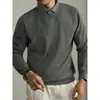 [Lana Modal] Suéter de Punto Falso de Dos Piezas con Cuello de Camisa Invierno Espesado Cálido Capa Base Top para Hombre