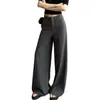 Pantalones de Traje Grises de Pierna Ancha para Mujer, Estilo Coreano de Primavera y Otoño, Aspecto de Alta Gama, Cintura Alta, Caída Suave, Corte Holgado, Pantalones Largos hasta el Suelo