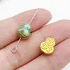Cuentas espaciadoras de calabaza de aceite con goteo de oro estilo chino con agujero pasante, monedas de la fortuna, accesorios para pulseras DIY que atraen la riqueza
