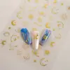Novos adesivos de arte para unhas 3D planos mais vendidos para comércio exterior transfronteiriço, adesivos de unhas com folha dourada e prateada de sol e lua DH1114