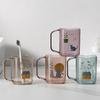 Vaso nórdico transparente creativo simple geométrico para enjuague bucal, vaso para enjuague bucal, vaso para cepillo de dientes para pareja, con orificio para cepillo de dientes
