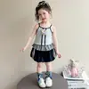 Conjunto de Macacão Cartoon para Meninas Verão 2026 Novo Estiloso Fashionável Roupa de Verão Infantil Casual Calça Floral Conjunto de Duas Peças