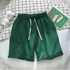 Shorts Esportivos Masculinos Verão Casual Estilo Coreano Soltos Shorts de Praia Cor Sólida Shorts de Cinco Pontos Tendência