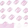 24 Peças de Unhas Postiças Clássicas de Alta Moda Europeias e Americanas Mais Vendidas Transfronteiriças com Acabamento Perolado Francesas Quadradas Curtas Venda por Atacado