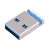 Conector USB USB3.0 macho AM 90 grados placa de sumidero SMT3.0 enchufe de núcleo de goma azul