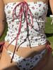 [Oferta especial] traje de baño mujer puro quiero viento dividido floral bikini aguas termales estilo ins top de pecho traje de baño