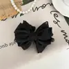 Grampo de banana elegante com laço de bolinhas estilo coreano para mulheres, grampo fofo para rabo de cavalo alto, clipe vertical versátil para a nuca, acessório de cabelo