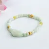 Pulseira de Jade Natural Jadeíta Grau A com Pixiu para Mulheres, Joia de Jade Birmanês S2120803