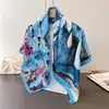 Bufanda Cuadrada Grande de Seda Artificial para Mujer, Primavera y Verano, Delgada, para Viaje, Protector Solar, Chal, 90x90cm, Bufanda, Bufanda Decorativa, Pañuelo para la Cabeza