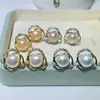 Aretes de Perla con Broches de Plata 925, Joyería de Cobre Chapado en Oro de 18K con Circonita en Forma de Lágrima, Accesorios para Bricolaje Versátiles para Varios Estilos