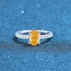 Anillo para Mujer de Plata Esterlina S925 con Forma de Huevo Amarillo Verde Azul Azul Marino Diamante Completo Boca Cerrada Estilo Coreano Simple de Cuatro Colores
