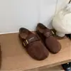 Primeiro Encontro Jiping Flat Birkenstock Sapatos Individuais Femininos 2026 Novo Retro Fivela de Couro Loafers Slip-on Femininos