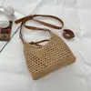 Bolso Tejido Hecho a Mano para Mujer 2026 Nuevo de Moda Calado Bolso de Hombro Gran Capacidad Vacaciones de Primavera Verano Bolso Cruzado Tipo Cubo