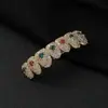 Grillz de Hip-Hop Transfronterizos con Diamantes Rojos y Verdes, Grillz Chapados en Oro con Circonitas Rojas y Verdes, Accesorios Dentales de Rap de Halloween de Moda
