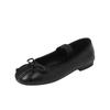 Zapatos Planos de Ballet con Lazo de Piel de Oveja Súper Suave Cuadrado Otoño 2024 Plegados Planos de Cuero Genuino Mary Jane para Mujer