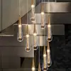 Celebridade da Internet Lustre de Escada Duplex Luz Moderna Luxo Villa Loft Duplex Pequeno Apartamento Escolha Lâmpada de Gota d'Água Vazia Lustre Longo