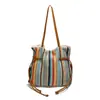 Bolsa Tejida Hueca con Forma de Diamante Colorida Estilo Étnico, Bolso de Playa de Paja con Cierre de Cordón Retro, Bolso Grande Casual para el Trabajo