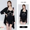 Precioso camisón seductor de satén y encaje escotado con busto acolchado, malla con volantes y un camisón, ropa de estar por casa talla grande 3944