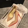 Zapatos de Tacón Alto Nude para Mujer 2025 Nuevo Primavera y Otoño Punta Afilada Tacones de Aguja Lado Hueco Cuero Patentado Elegantes Zapatos Profesionales Suela Roja para Dama